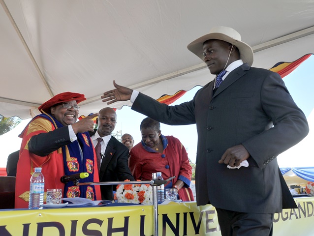 'Museveni' meets former Tanzanian President H.E Benjamin Mkapa.